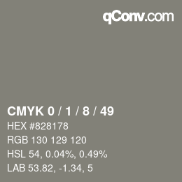 カラーコード: CMYK 0 / 1 / 8 / 49 | qconv.com