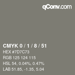 Color code: CMYK 0 / 1 / 8 / 51 | qconv.com