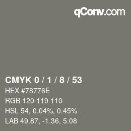 Color code: CMYK 0 / 1 / 8 / 53 | qconv.com