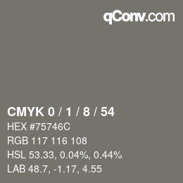Farbcode: CMYK 0 / 1 / 8 / 54 | qconv.com