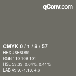 Color code: CMYK 0 / 1 / 8 / 57 | qconv.com