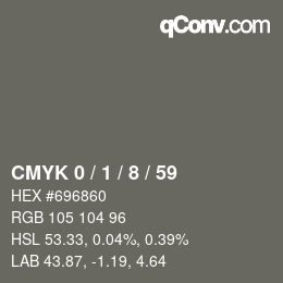 Farbcode: CMYK 0 / 1 / 8 / 59 | qconv.com