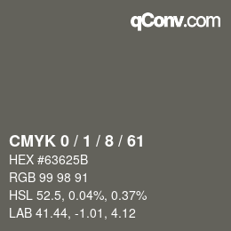 Farbcode: CMYK 0 / 1 / 8 / 61 | qconv.com