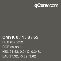 Farbcode: CMYK 0 / 1 / 8 / 65 | qconv.com