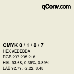 カラーコード: CMYK 0 / 1 / 8 / 7 | qconv.com