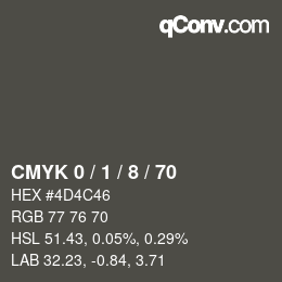 Farbcode: CMYK 0 / 1 / 8 / 70 | qconv.com