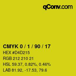 Farbcode: CMYK 0 / 1 / 90 / 17 | qconv.com