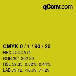 カラーコード: CMYK 0 / 1 / 90 / 20 | qconv.com