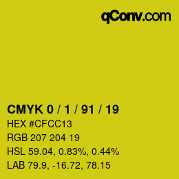 Farbcode: CMYK 0 / 1 / 91 / 19 | qconv.com