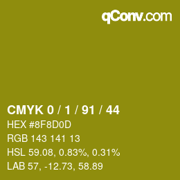 カラーコード: CMYK 0 / 1 / 91 / 44 | qconv.com