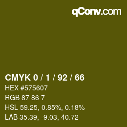 カラーコード: CMYK 0 / 1 / 92 / 66 | qconv.com