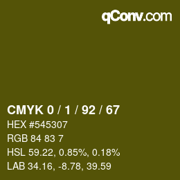 カラーコード: CMYK 0 / 1 / 92 / 67 | qconv.com