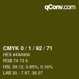 颜色代码: CMYK 0 / 1 / 92 / 71 | qconv.com
