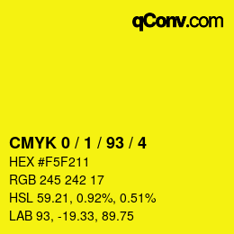 カラーコード: CMYK 0 / 1 / 93 / 4 | qconv.com