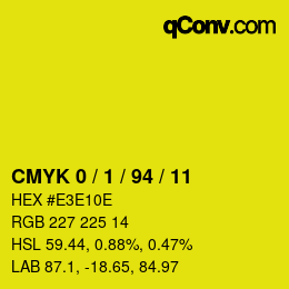 カラーコード: CMYK 0 / 1 / 94 / 11 | qconv.com