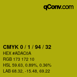 Color code: CMYK 0 / 1 / 94 / 32 | qconv.com