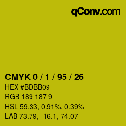 颜色代码: CMYK 0 / 1 / 95 / 26 | qconv.com
