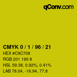 カラーコード: CMYK 0 / 1 / 96 / 21 | qconv.com