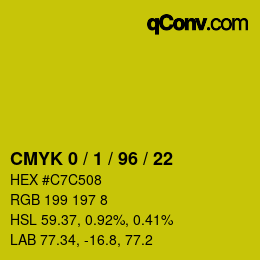 Color code: CMYK 0 / 1 / 96 / 22 | qconv.com