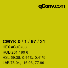 カラーコード: CMYK 0 / 1 / 97 / 21 | qconv.com