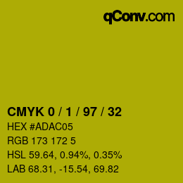 Color code: CMYK 0 / 1 / 97 / 32 | qconv.com