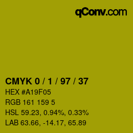 カラーコード: CMYK 0 / 1 / 97 / 37 | qconv.com