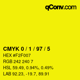 カラーコード: CMYK 0 / 1 / 97 / 5 | qconv.com