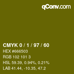 カラーコード: CMYK 0 / 1 / 97 / 60 | qconv.com