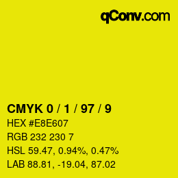 颜色代码: CMYK 0 / 1 / 97 / 9 | qconv.com
