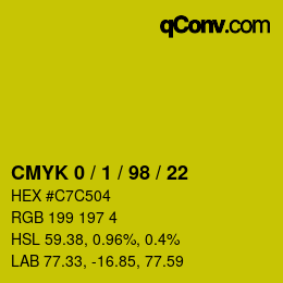 Color code: CMYK 0 / 1 / 98 / 22 | qconv.com