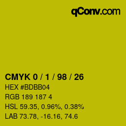 Color code: CMYK 0 / 1 / 98 / 26 | qconv.com