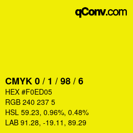 Color code: CMYK 0 / 1 / 98 / 6 | qconv.com