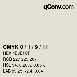 カラーコード: CMYK 0 / 1 / 9 / 11 | qconv.com