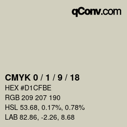 カラーコード: CMYK 0 / 1 / 9 / 18 | qconv.com