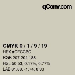 Color code: CMYK 0 / 1 / 9 / 19 | qconv.com