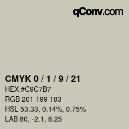 カラーコード: CMYK 0 / 1 / 9 / 21 | qconv.com