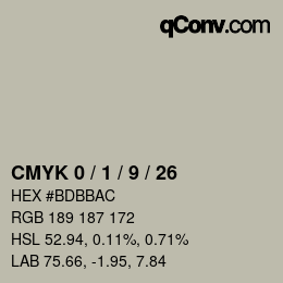 颜色代码: CMYK 0 / 1 / 9 / 26 | qconv.com