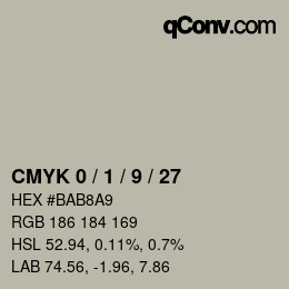 カラーコード: CMYK 0 / 1 / 9 / 27 | qconv.com