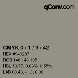 颜色代码: CMYK 0 / 1 / 9 / 42 | qconv.com
