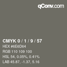 颜色代码: CMYK 0 / 1 / 9 / 57 | qconv.com