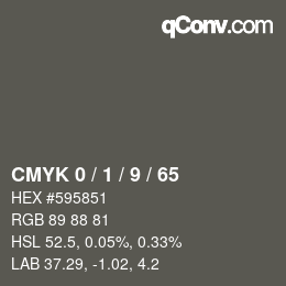 颜色代码: CMYK 0 / 1 / 9 / 65 | qconv.com