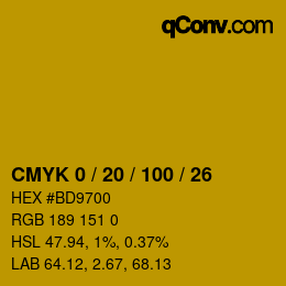 Color code: CMYK 0 / 20 / 100 / 26 | qconv.com