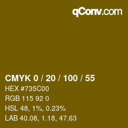 Color code: CMYK 0 / 20 / 100 / 55 | qconv.com
