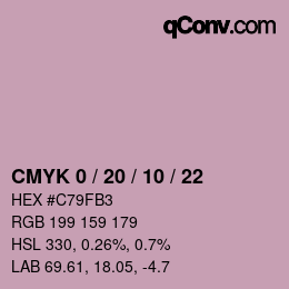 カラーコード: CMYK 0 / 20 / 10 / 22 | qconv.com