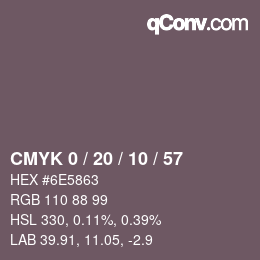 Color code: CMYK 0 / 20 / 10 / 57 | qconv.com