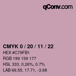 カラーコード: CMYK 0 / 20 / 11 / 22 | qconv.com