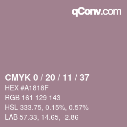 カラーコード: CMYK 0 / 20 / 11 / 37 | qconv.com