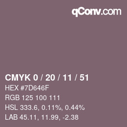 Color code: CMYK 0 / 20 / 11 / 51 | qconv.com