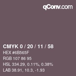 Color code: CMYK 0 / 20 / 11 / 58 | qconv.com