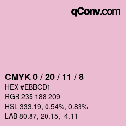 カラーコード: CMYK 0 / 20 / 11 / 8 | qconv.com